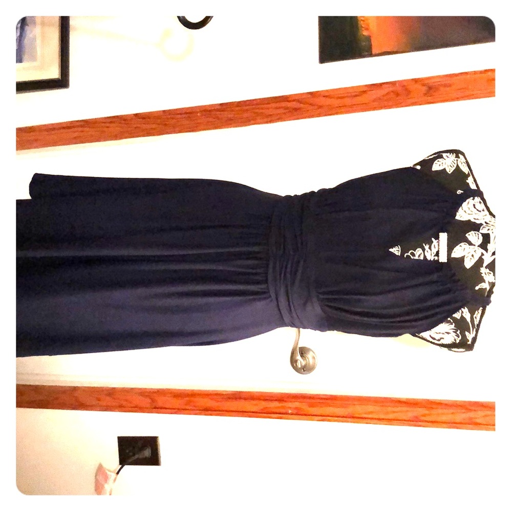 Navy, evening dress with diamond accent